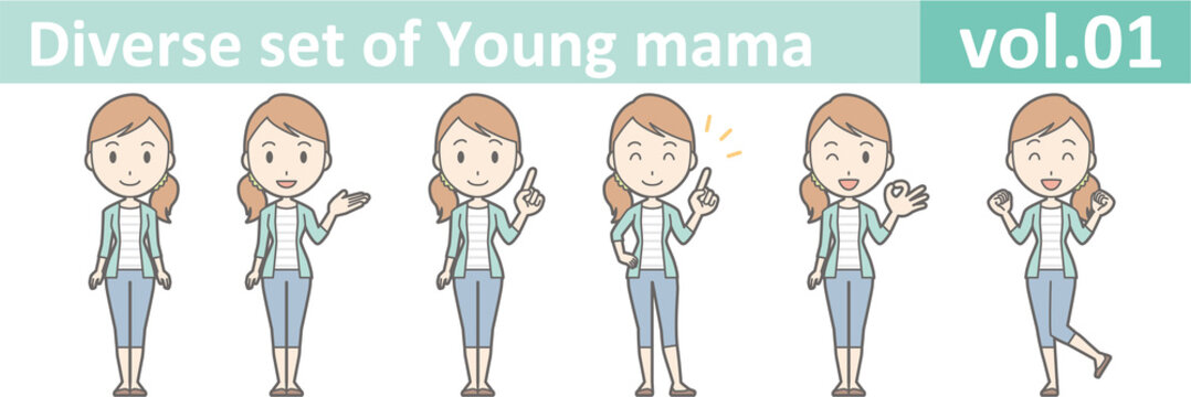 Diverse set of young mama , EPS10 vector format vol.01
