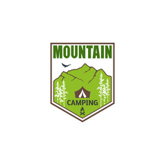 Logo, emblem mountain camping.