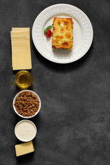 Traditional Italian lasagna made with minced beef