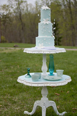 White and Blue Wedding Cake