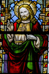 Fototapeta na wymiar Stained Glass - Jesus Christ and the Sacred Heart