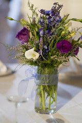 Purple, Blue, and White Wedding Flower Centerpieces