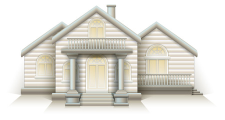 Wooden House Cottage layout vector white background
House with front door columns and stairs