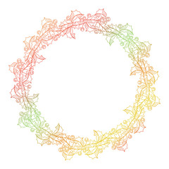 Christmas garland outline. Holly berry. Contour image of Christmas decoration.