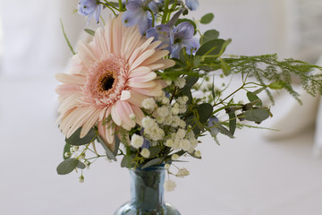 Gerbera Daisy and Baby's Breath Wedding Centerpiece