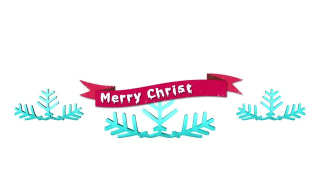 Snowflake with ribbon winter Christmas background 3d animation