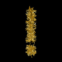 Exclamation Mark made from Gold Christmas Tinsel Isolated on Black - 3D Illustration