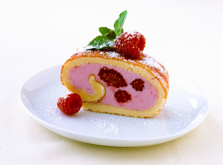 Raspberry biscuit roll