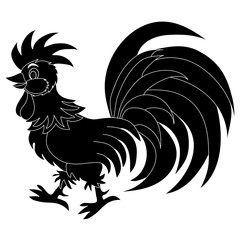 Vector illustration of cock silhouette, silhouette di gallo vettoriale