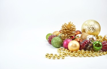 Fototapeta na wymiar Christmas decoration with Pine cone, ornament, Isolated on white background. 