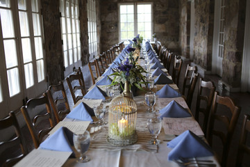 Intimate Long Family Style Wedding Reception Table