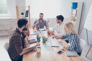 Group of businesspeople working together and preparing business