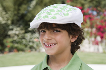 Portrait of a happy boy wearing beret