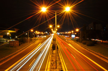 Night view of a highway
