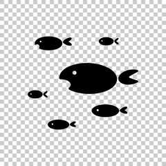 School of fishes. Black icon on transparent background.