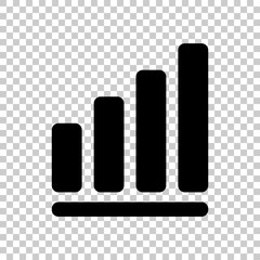 Growing graph line icon. Black icon on transparent background.