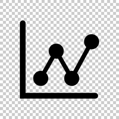 Growing graph line icon. Black icon on transparent background.