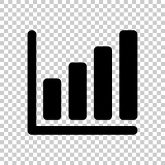 Growing graph line icon. Black icon on transparent background.