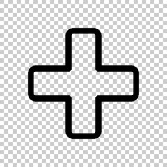 Obraz premium Medical cross icon. Black icon on transparent background.