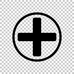 Medical cross icon. Black icon on transparent background.