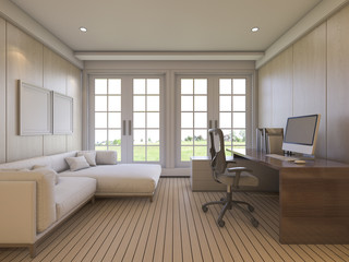 Fototapeta na wymiar 3d rendering nice view living room with sofa and working desk