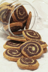 Chocolate Vanilla Swirl Cookies in Glass Jar