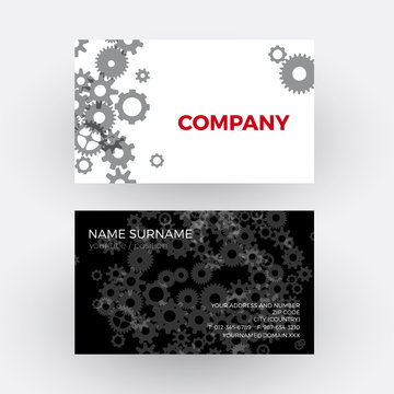 Vector abstract car and gear. Business card