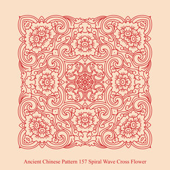 Ancient Chinese Pattern_157 Spiral Wave Cross Flower