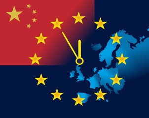 EU and China flag - five minutes to twelve