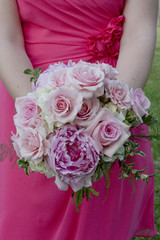 Wedding Flowers: Pink and White Bridesmaid Bouquet with Peonies and Roses