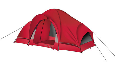 Toile de tente familiale rouge. © joris17