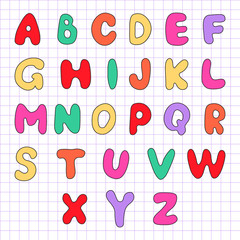 Alphabet on a sheet in the box.