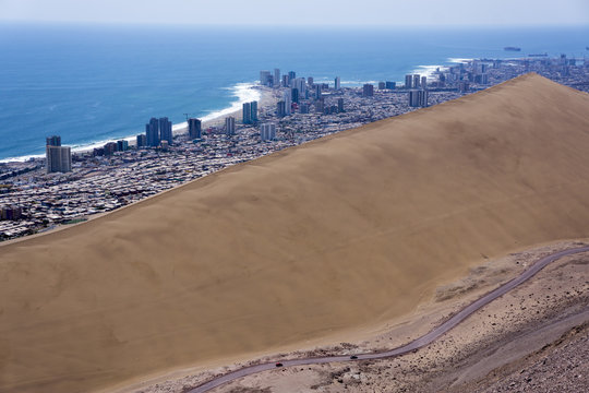 Iquique town and beach, Atacama desert, Chile
