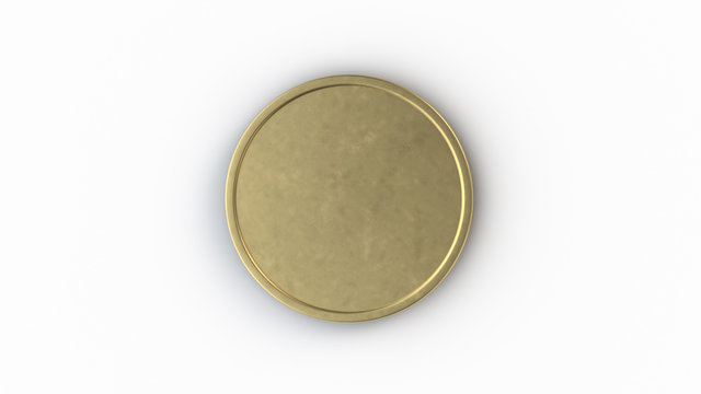 Blank Gold Coin On White Background 3D Illustration