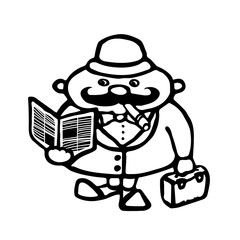 Cute cartoon illustration of a typical englishman. A man with a