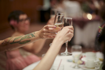 Cheers: Toasting with Champagne at a Wedding