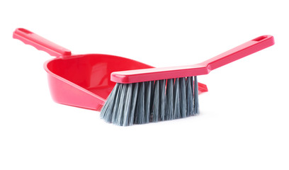 Set of scoop and brush isolated over white background