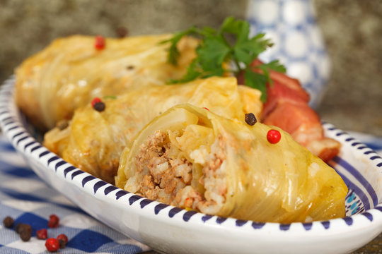 Sarma - vegetable or meat dish of rolled and stuffed cabbage leaves
