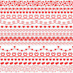 Vector set of hands with hearts to create frames and borders. 