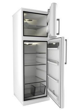 3d model of an open refrigerator
