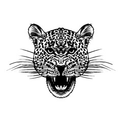 Fototapeta na wymiar Leopard face tattoo ,Vector illustration, print