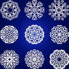 Decorative Snowflakes Vector Set, floral element