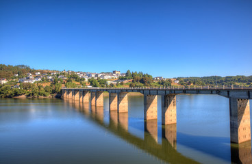 Fototapeta na wymiar Roman bridge over the Minho River, Portomarin