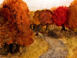 Autumn watercolor landscape - 129954177