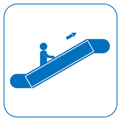 man climbs the escalator, vector icon