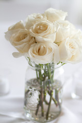 Simple Wedding Centerpiece with White Roses