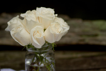 Simple Wedding Centerpiece with White Roses