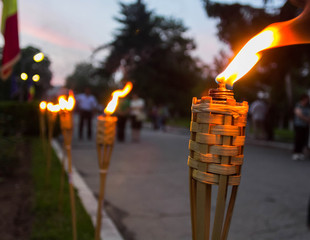 Flaming torches during event