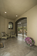 Spacious shot of the entrance hall with closed gate