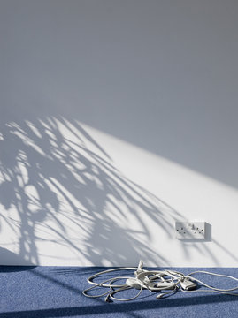 View of electrical cables on floor in an empty room
